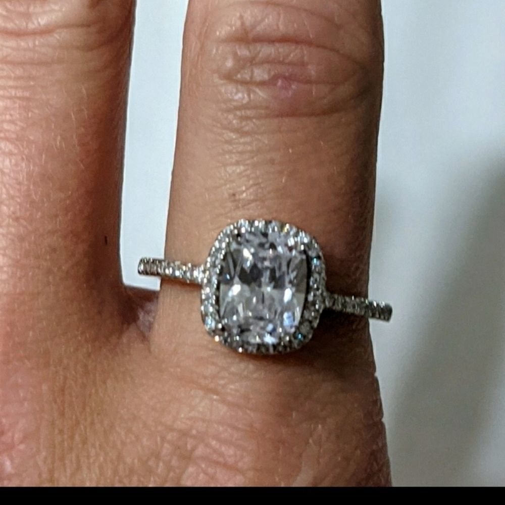 925 STERLING SILVER  HALO CZ  statement ring 7 9 10 Valentines